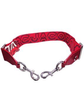 Marc Jacobs Red & Maroon Adjustable Webbing Woven & Leather Bag Shoulder Strap